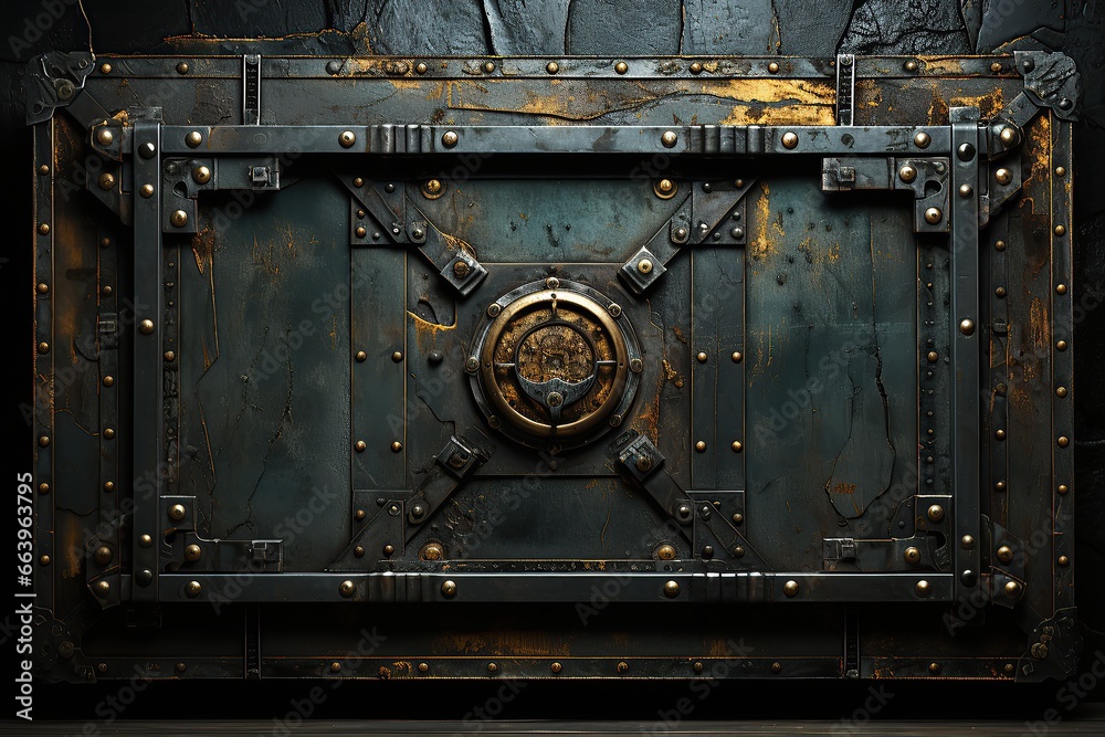 Front view, minimal old dirty metal plates with rivets texture Front view, minimal old dirty metal plates with rivets texture