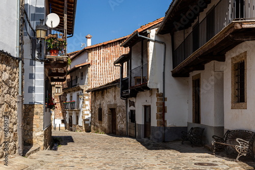 Narrow cobbled street in the town of Candelario, Salamanca, Castilla y León, Spain. photo