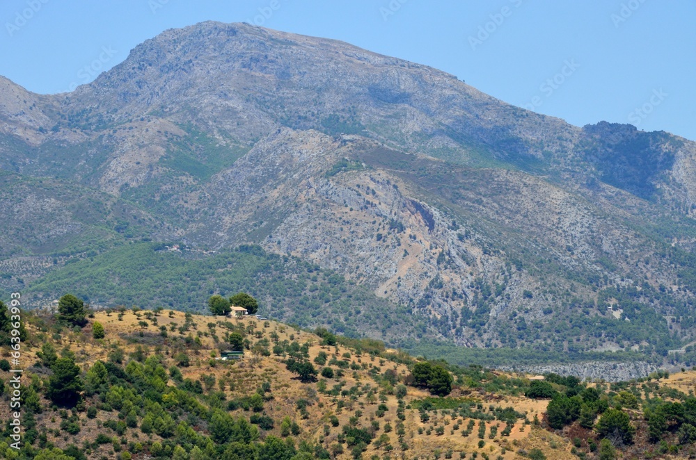 Paisaje y montañas de la Sierra de las Nieves en Tolox, provincia de Málaga