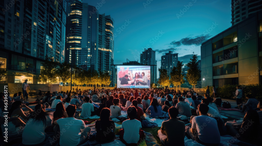 Health Documentary in Urban Plaza: Night Outdoor Cinema