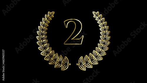 Golden Award wreath animation. Second place. 2d animated laurel wreath.