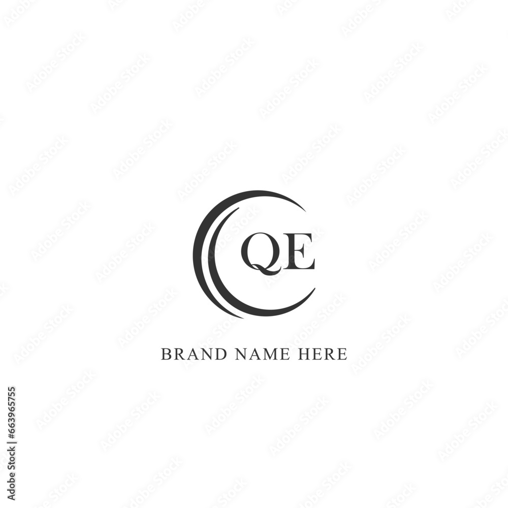 QE logo. Q E design. White QE letter. QE, Q E letter logo design. Initial letter QE linked circle uppercase monogram logo. Q E letter logo vector design. 