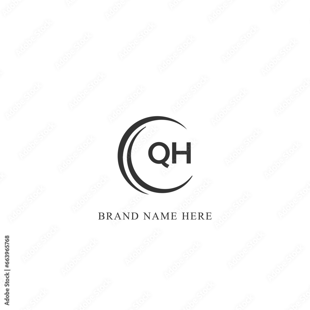 QH logo. Q H design. White QH letter. QH, Q H letter logo design. Initial letter QH linked circle uppercase monogram logo. Q H letter logo vector design. 