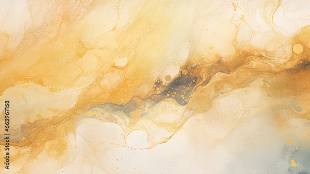 Fototapeta premium Abstract fractal marble pattern, in the style of pale brown and gold, marbleized, expressionistic madness, iridescence / opalescence, mixed media printing.