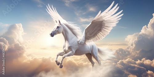 A white horse with wings. © People
