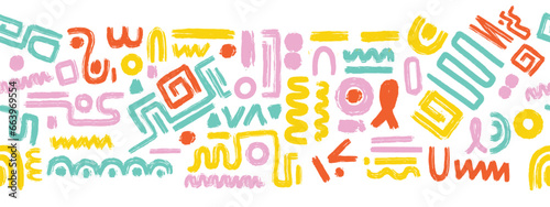 Brush paint curve stripe pattern, marker stroke abstract organic shapes, vector bold wavy doodle. Color raw lines swirl contemporary ink geometric elements rough modern scribble. Brush doodle graffiti