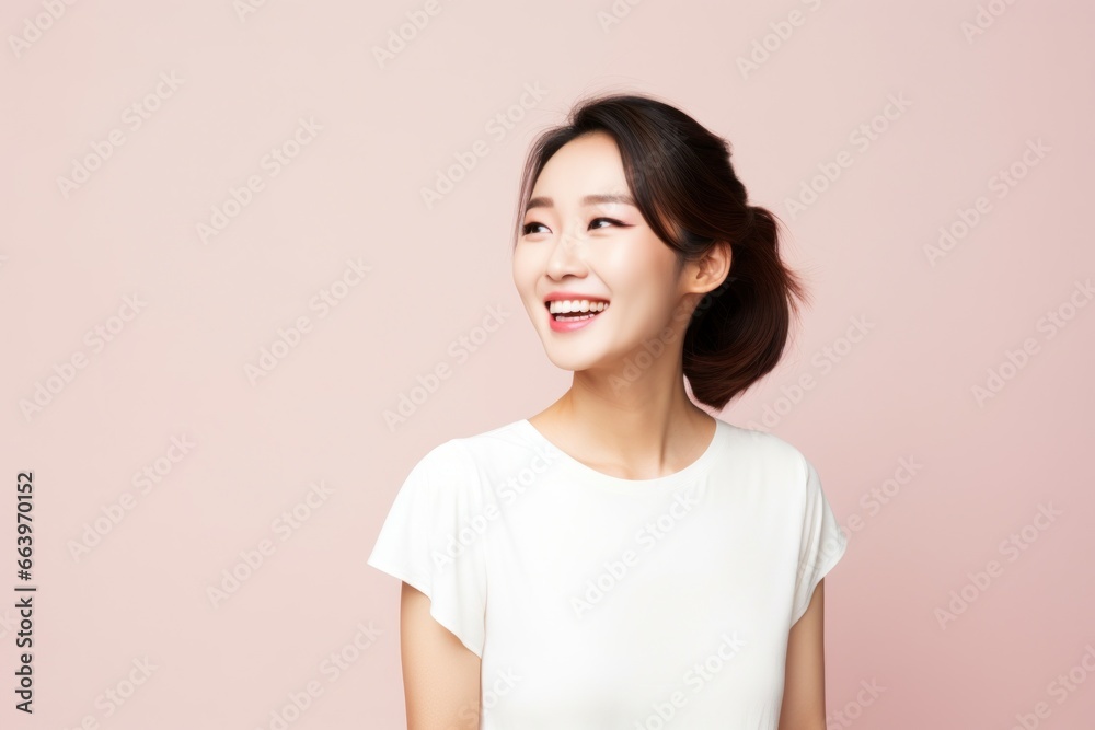 微笑む表情の若い女性の顔 微笑む表情の若い女性の顔