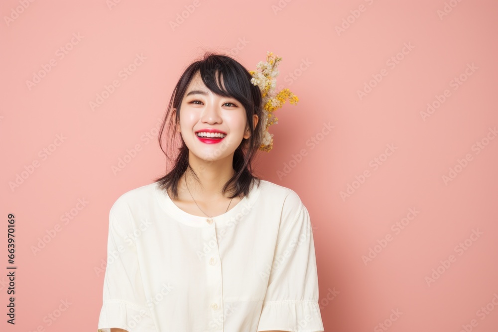微笑む表情の若い女性の顔 微笑む表情の若い女性の顔