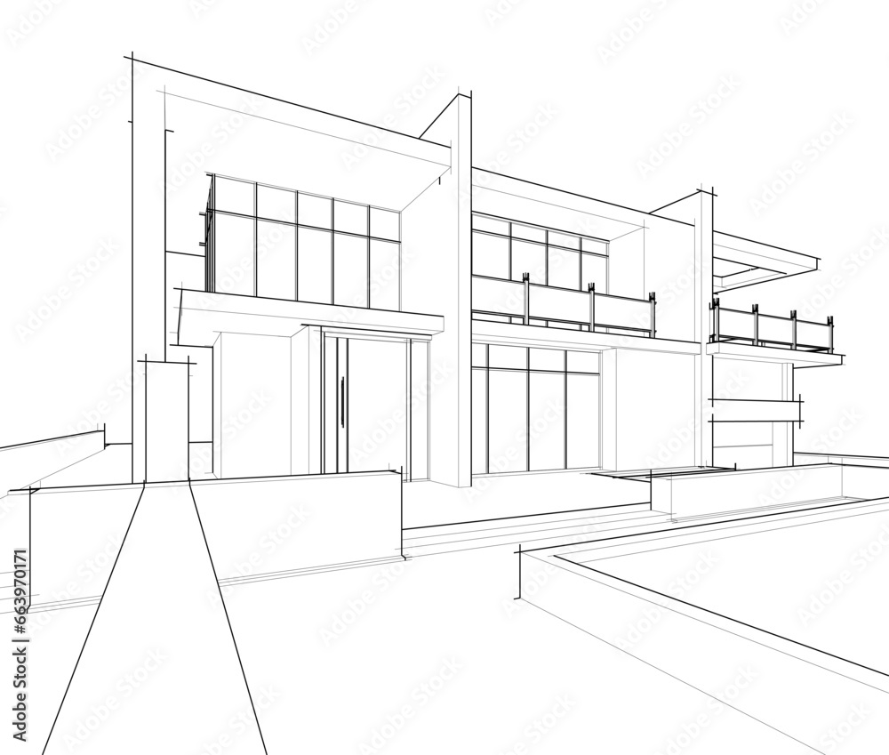 Fototapeta premium house building sketch architectural drawing