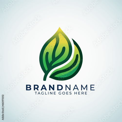 Green Leaf logon, Vector Leaves logo template