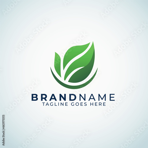 Green Leaf logon, Vector Leaves logo template