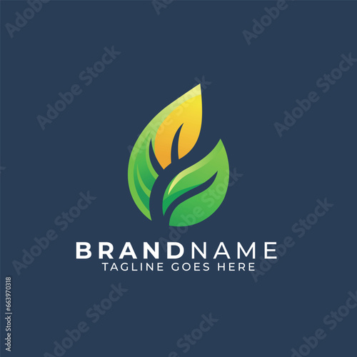 Green Leaf logon, Vector Leaves logo template