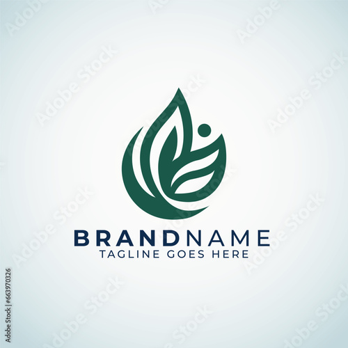 Green Leaf logon, Vector Leaves logo template