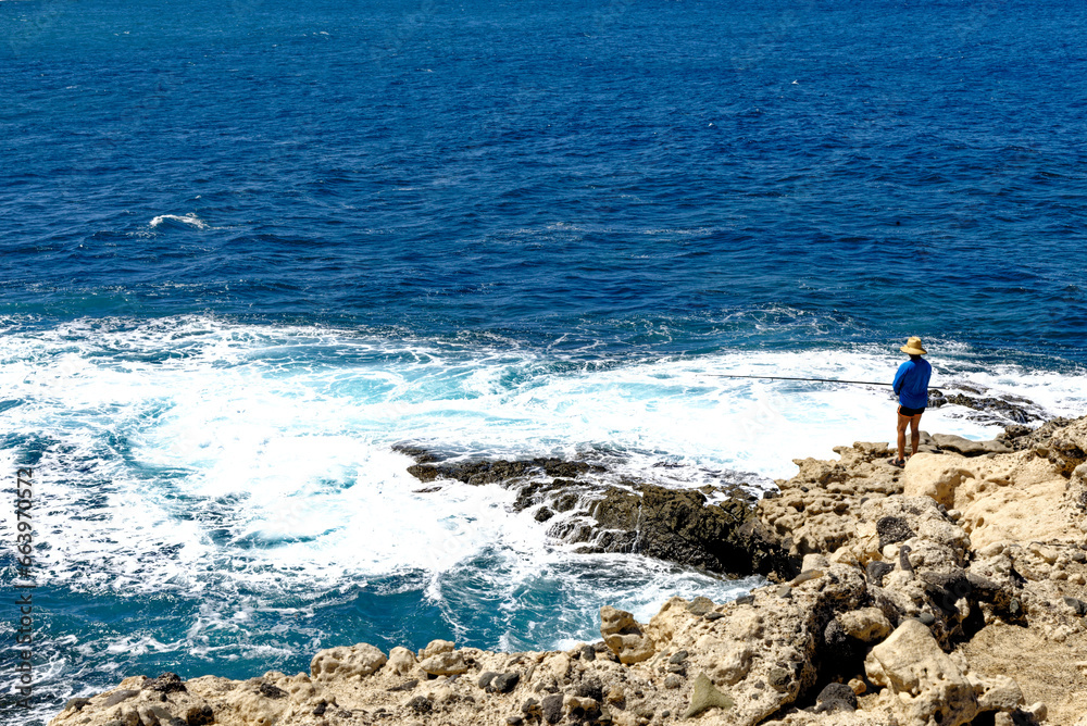 Fisherman at Caves of Ajuy - Fuerteventura, Canary Islands, Spain