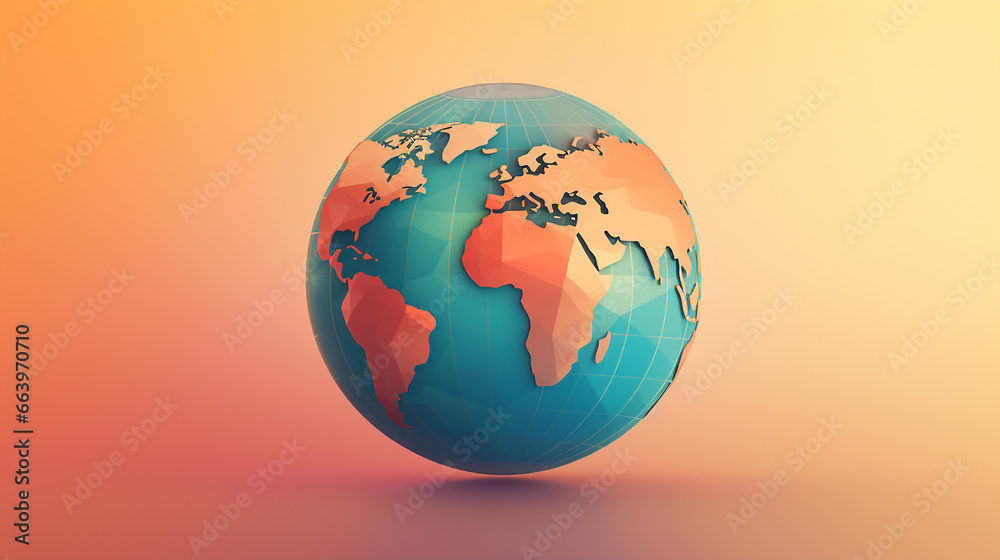 Earth globe with orange background. Earth globe with orange background.