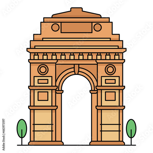 World famous building for India Gate Delhi India.