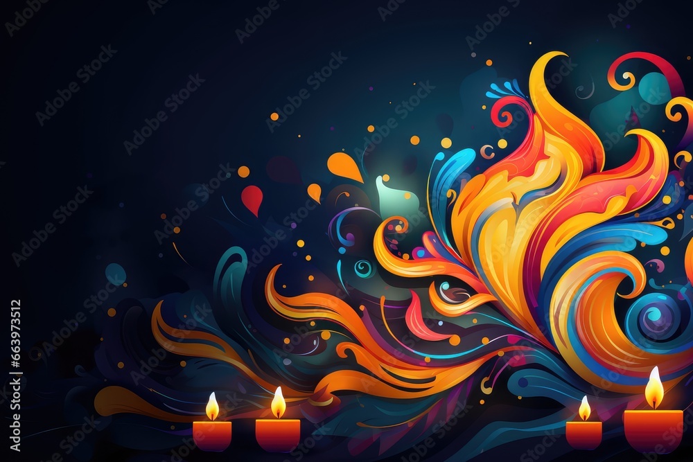 Happy Diwali festival greeting card design with burning diya.