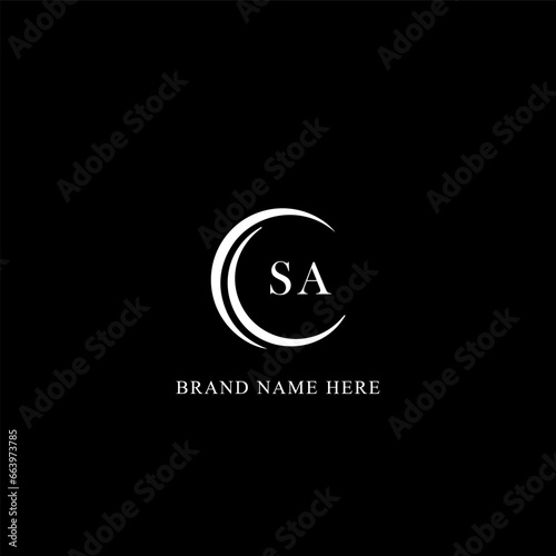 SA circle letter logo design with circle and ellipse shape. SA ellipse letters with typographic style. The three initials form a circle logo. SA Circle Emblem Abstract Monogram Letter Mark Vector.