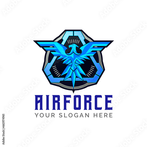 Tactical Eagle airforce squadrone logo design template vector illustration