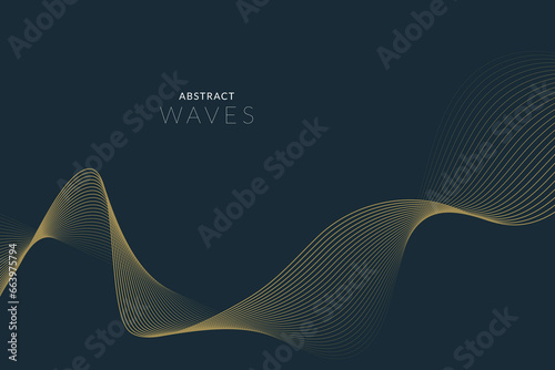 Modern vector background with golden wavy lines.