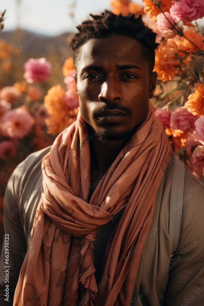 Mann Porträt mit Blumen