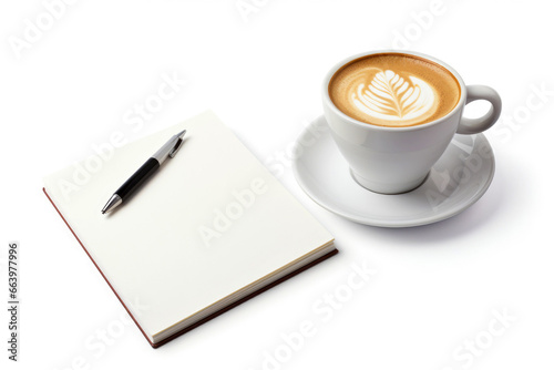 a cup of espresso, a blank note, and a pen, creating a perfect space for business professionals to enjoy their caffeine and engage in creative thinking.