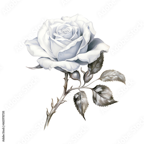 Silver Rose Watercolor Clipart, Gorgeous Roses Illustration, Wedding Rose Bouquet Clipart PNG
