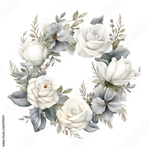 Silver Rose Watercolor Clipart  Gorgeous Roses Illustration  Wedding Rose Bouquet Clipart PNG