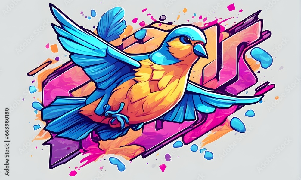 Bird Graphic Design in Vibrant Colors (JPG 300Dpi 12000x7200)