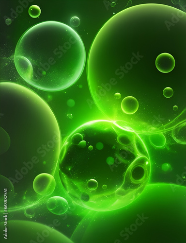Green bubbles vertical abstract background