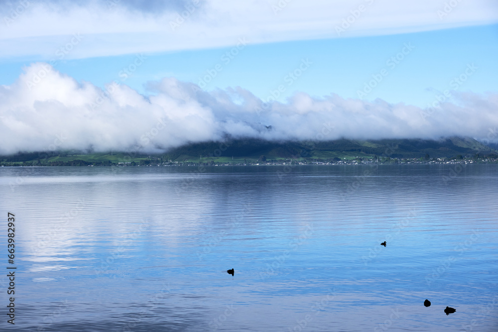 Rotorua lake in the mountains, New Zealand