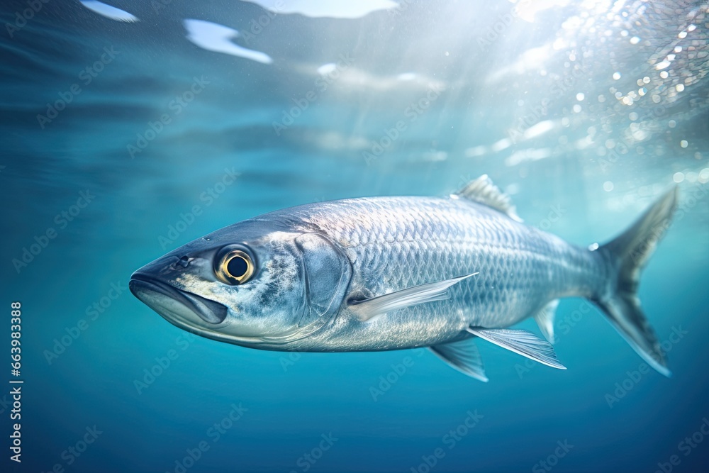 Herring fish swimming in the ocean. Ai Generative Herring fish swimming in the ocean. Ai Generative