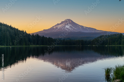 Trillium Lake Mt Hood Oregon at Sunset View of Mountain Summer Landscape © CascadeCreatives
