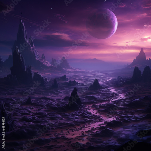 Alien landscape purple tones