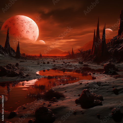 Alien landscape red tones