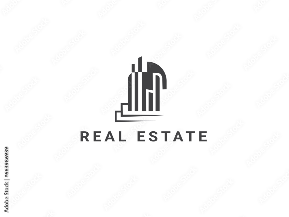 Vector building Real estate logo, element. Modern style Building icon isolated on white background.