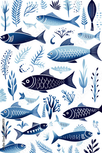 Fischmuster in Blau photo