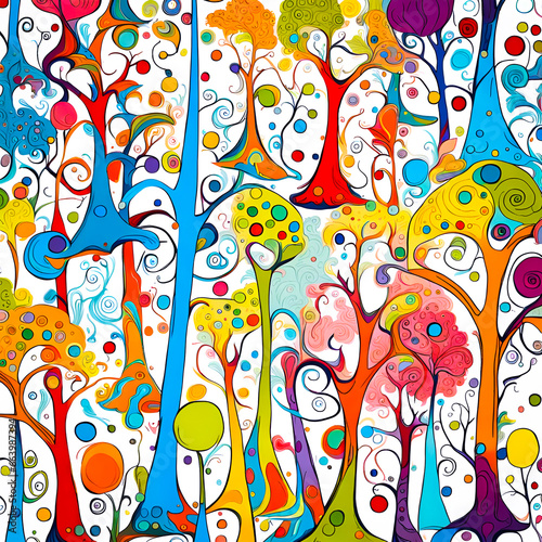 Colorful whimsical trees 