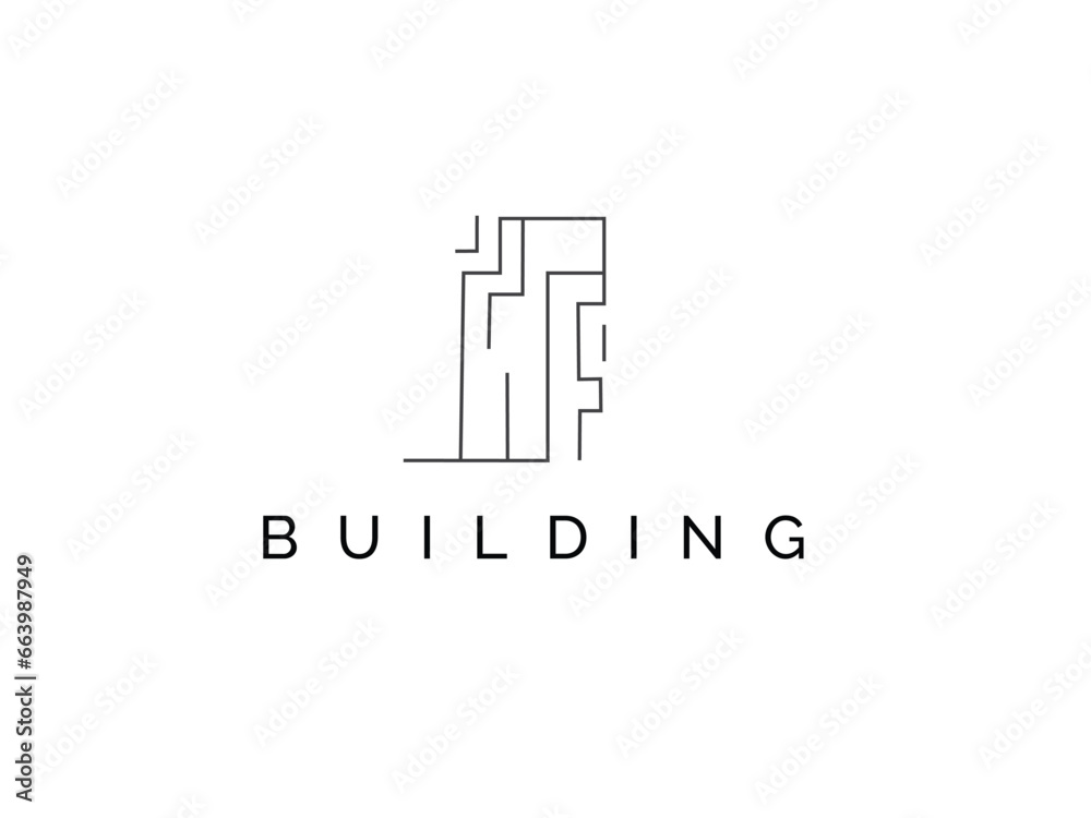 Vector building Real estate logo, element. Modern style Building architecture icon. Building Line art design.