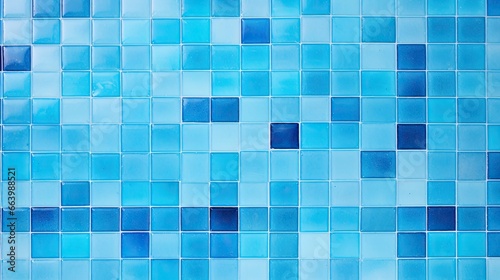 Blue light ceramic wall and floor tiles mosaic background in bathroom and kitchen. Design pattern geometric with grid wallpaper texture decoration pool. Simple seamless abstract surface clean