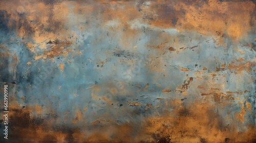 Grunge rusty blue brown metal corten steel stone background texture banner panorama.