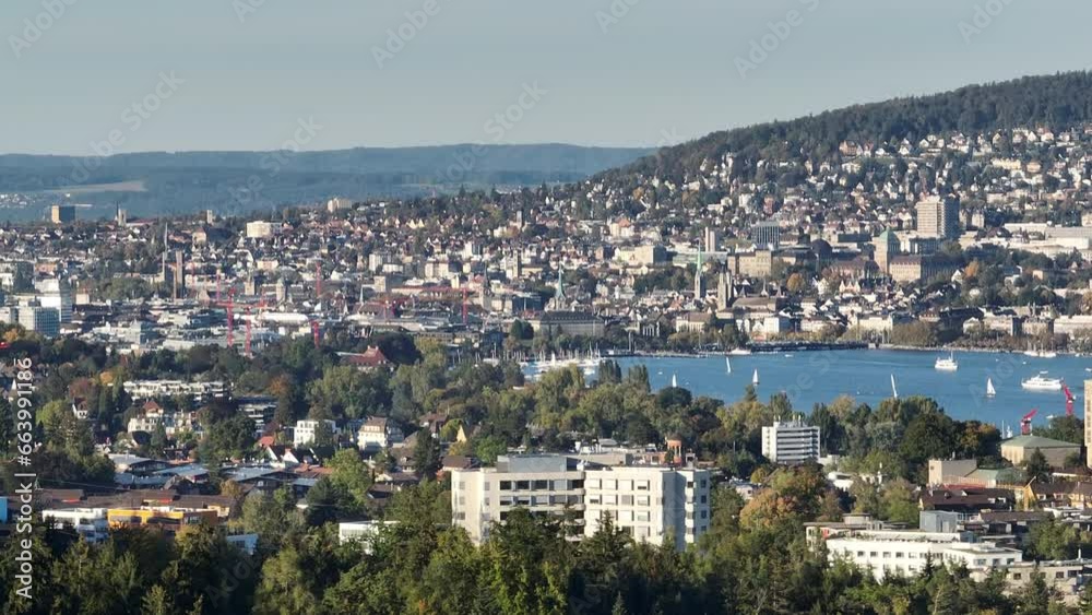 sunny day zurich city lake bay aerial panorama 4k switzerland sunny day zurich city lake bay aerial panorama 4k switzerland