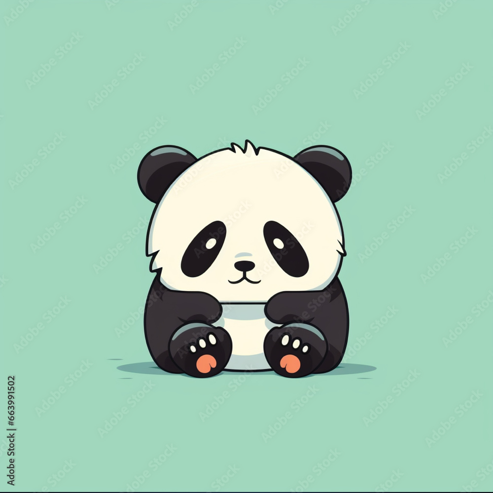 Cute cartoon panda sitting on the floor. Vector illustration. Cute cartoon panda sitting on the floor. Vector illustration.