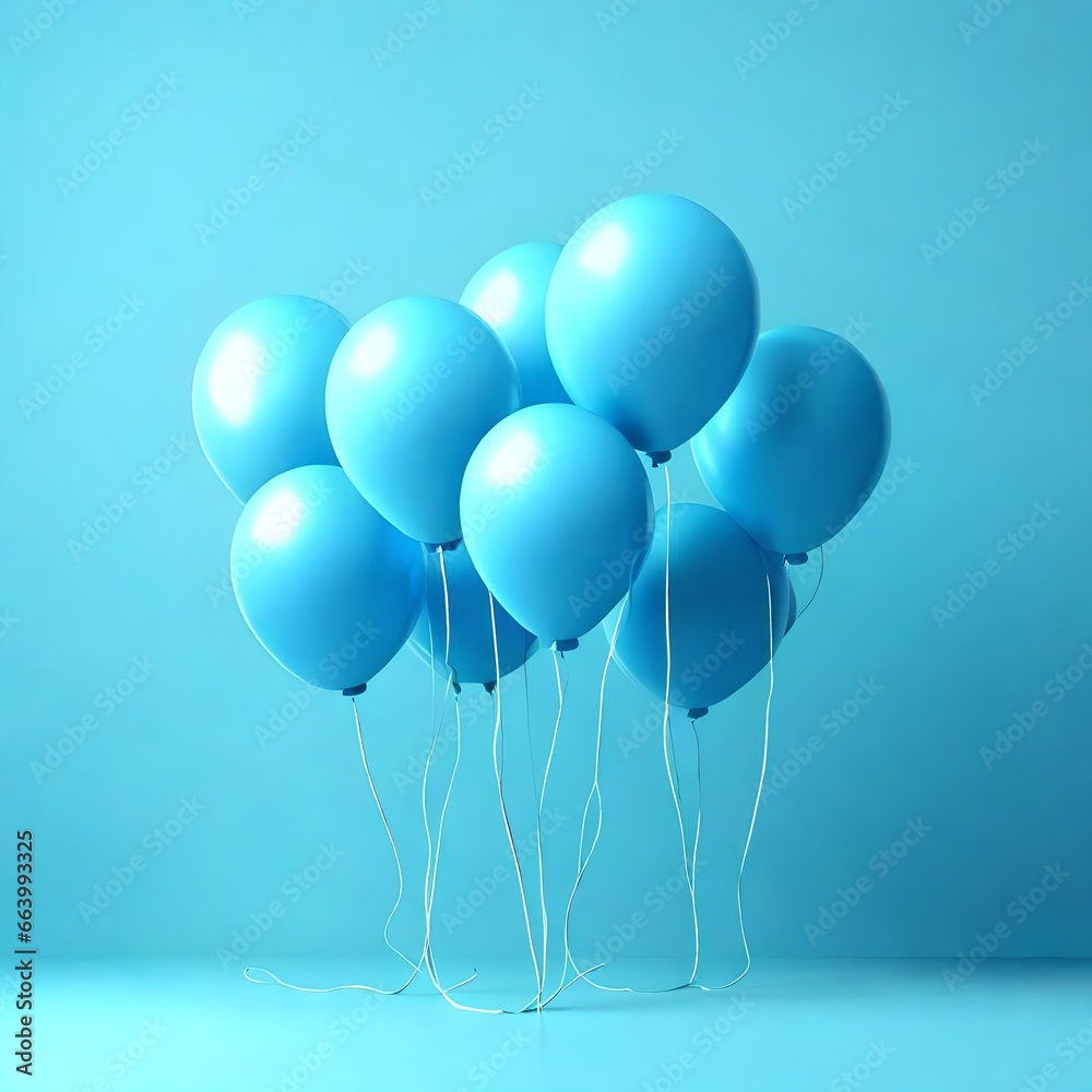 balloons on blue background, generative AI balloons on blue background, generative AI