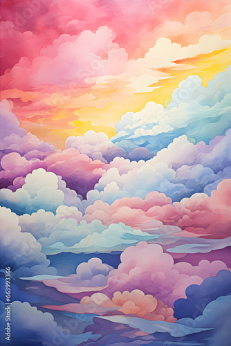  fantasy background with colorful sky and clouds