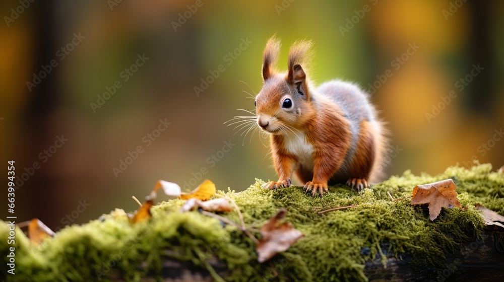 Brown squirrel on a branch, Generative Ai