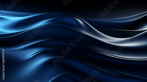 Dark blue paper waves abstract banner design. 3d Rendering