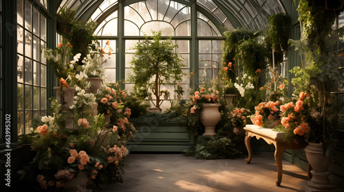 beautiful greenhouse interior design.