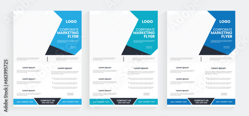 Creative business marketing printable flyer design, set of corporate flyer, leaflet, and handout templates, editable custom vector graphic industry flyer design, a4 size paper sheet design