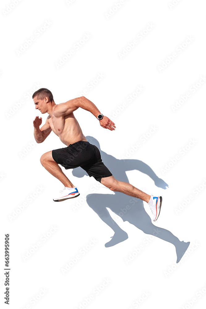 Athlete isolated on white background.